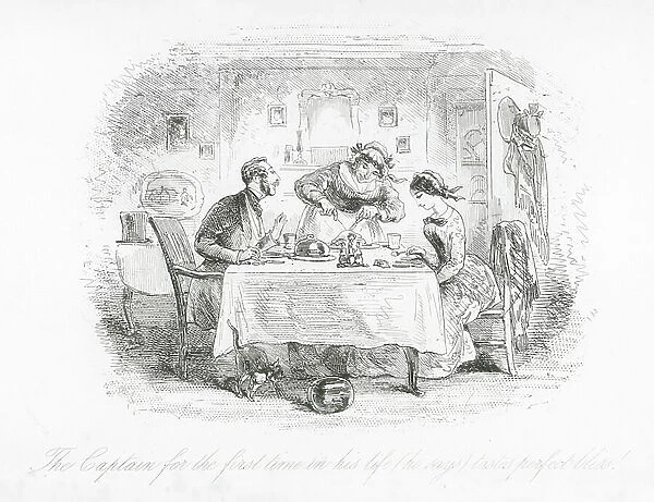 London streets: The Captain, for the First Time in his Life, he says, Tastes Perfect Bliss (engraving)