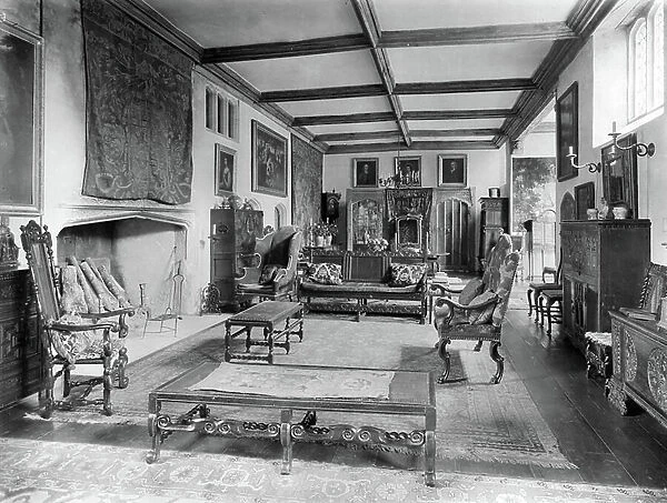 The Long Drawing Room, Nymans, Sussex, from England's Lost Houses by Giles Worsley (1961-2006) published 2002 (b / w photo)