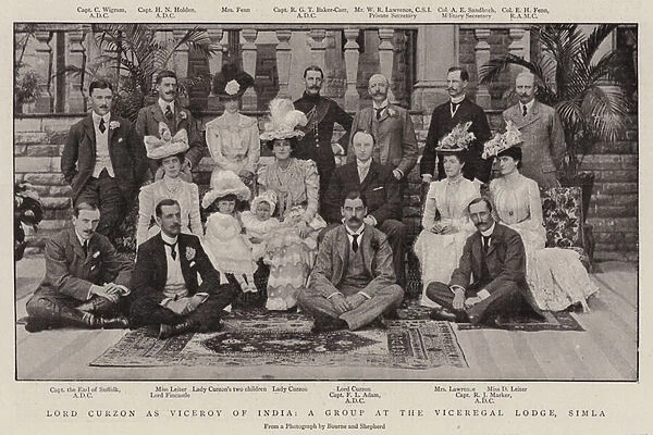 Lord Curzon as Viceroy of India, a Group at the Viceregal Lodge, Simla (b  /  w photo)