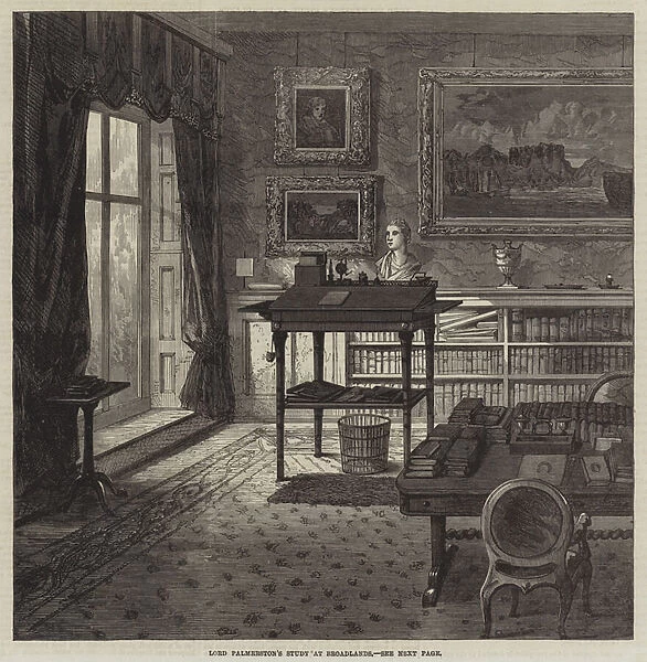 Lord Palmerstons Study at Broadlands (engraving)