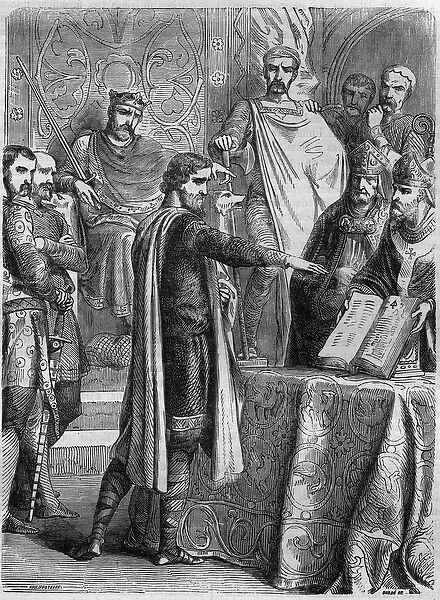 Lotharia II (825-869) gave the oath on the gospel before Pope Adrien II (792-872