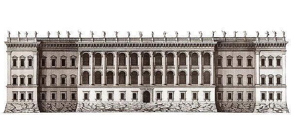 The Louvre in Paris, project of Gian Lorenzo Bernini: elevation of the main facade facing