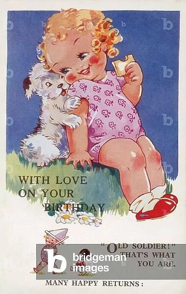 With love on your birthday (colour litho)