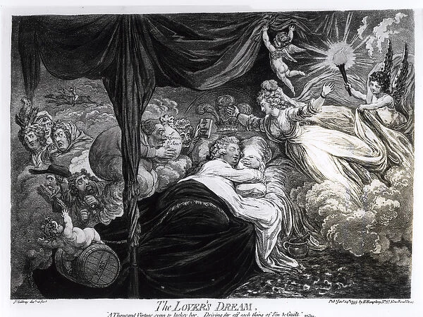 The Lovers Dream, 1795 (engraving) (b  /  w photo)
