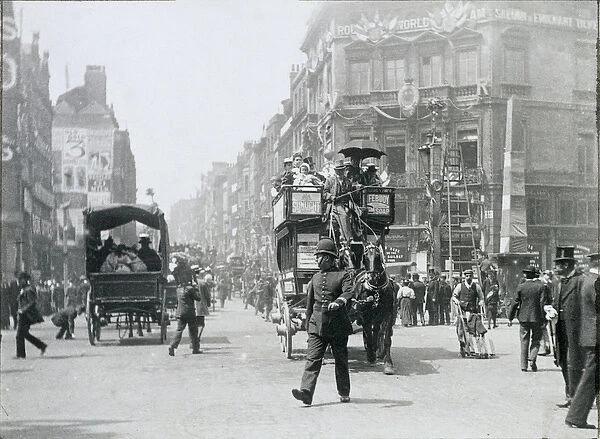 Ludgate Circus, London, prepared for the Queens Jubilee, 1897 (b&w photo)