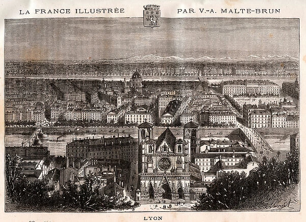 Lyon - engraving in 'La France illustree: geographie, histoire, administration statistique' by V. A. Malt-Brown. 1884