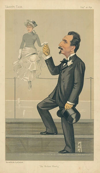M Jan Van Beers, The Modern Wiertz, 12 September 1891, Vanity Fair cartoon (colour litho)