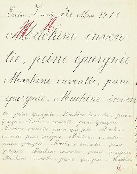 'Machine invented, trouble spared', 1918 (handwritten)