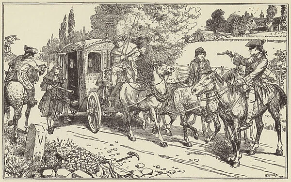Maclean and Plunket stop Lord Eglintons carriage (litho)