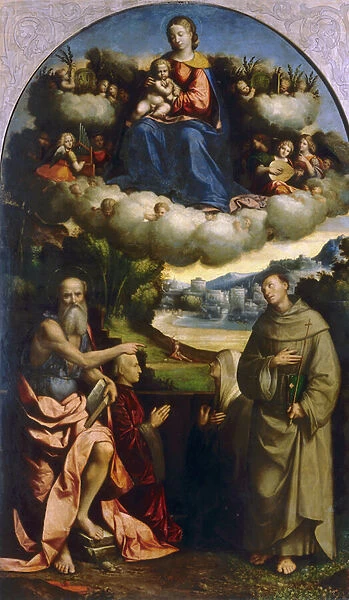 Madonna of the Clouds with Saints, by Garofalo, in the Pinacoteca Nazionale in Ferrara