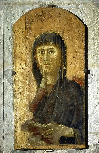Madonna. Portrait of the Virgin on a gold background. Painting by Giotto di Bondone (1267? -1337), around 1290. Tempera on wood. Size: 81.5 x 41 cm. Borgo San Lorenzo, Pieve. 1610