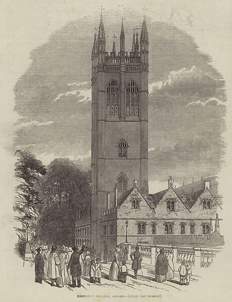 Magdalen College, Oxford, from the Bridge (engraving)