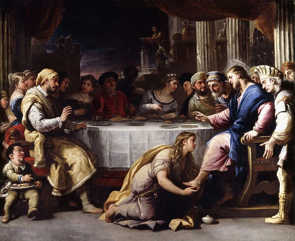 The Magdalen washing Christs Feet in the House of Simon, (oil on canvas)