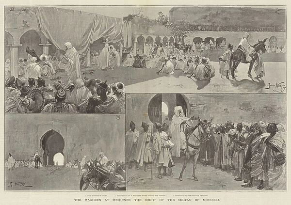 The Maghzen at Mequinez, the Court of the Sultan of Morocco (litho)