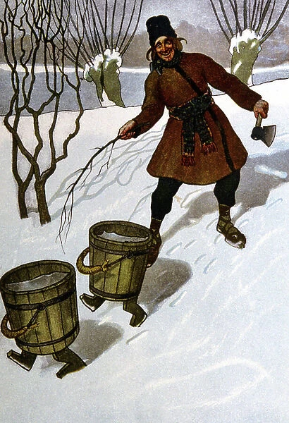 Magical water buckets, in the Lazy Man, c.1910 (illustration)