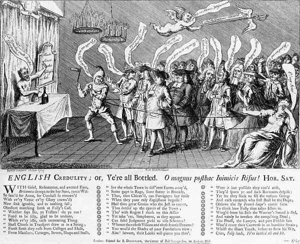 The Magician, or Bottle Crungerer  /  English Credulity or Ye re all Bottled, 1749