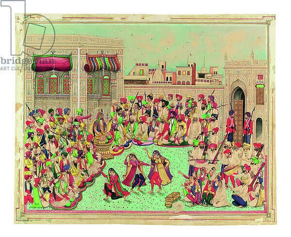 Maharaja Sher Singh and Companions Watching a Dance Performance, c