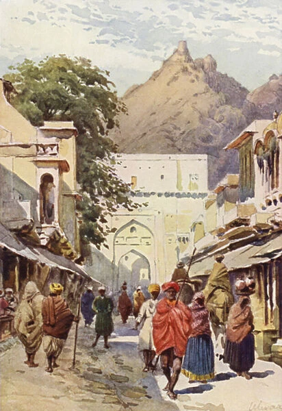 The Main Street of Alwar (colour litho)