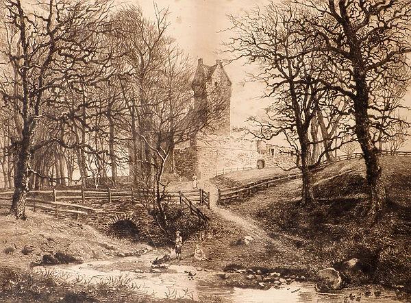 Mains Castle (etching)