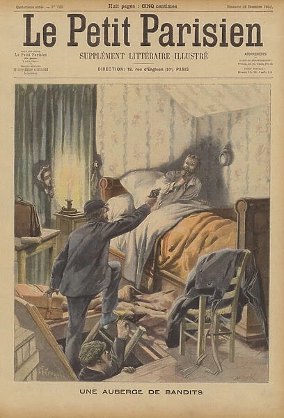 A man robbed at gunpoint in his bed (colour litho)