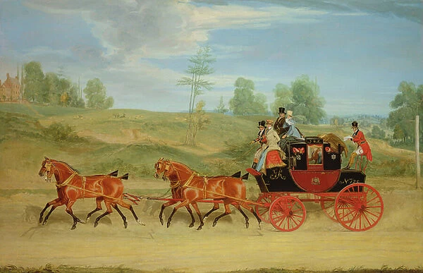 The Manchester and London Royal Mail Coach (oil on canvas)