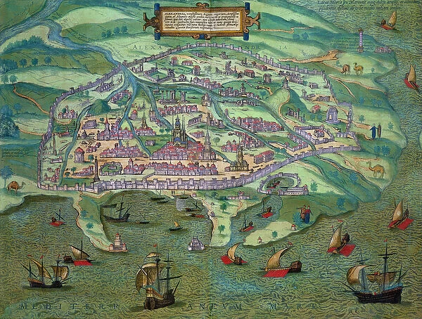 Map of Alexandria, from Civitates Orbis Terrarum