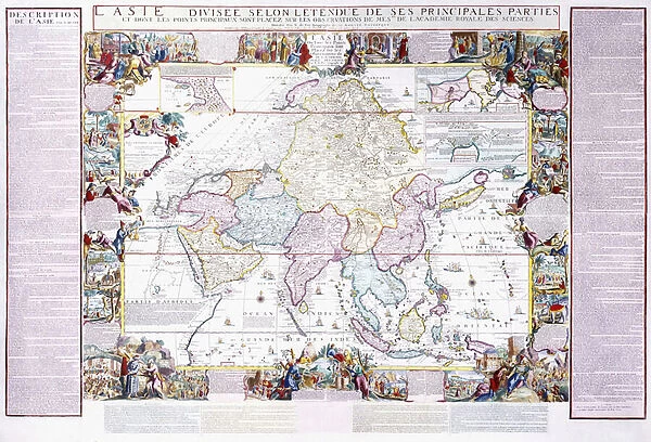 Map of Asia, 1740 (hand-coloured engraving)