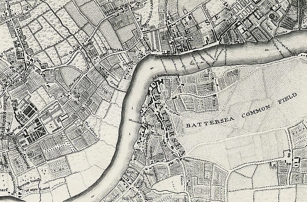 Map of Battersea & Chelsea, 1748 (engraving)