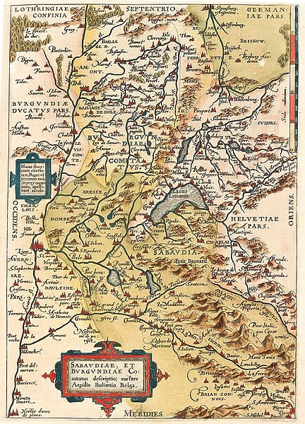 Map of Burgundy and Savoy, 1570 (engraving)