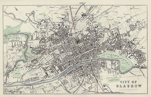 Map: City of Glasgow, drawn and engraved by G H Swanston, Edinburgh (colour litho)