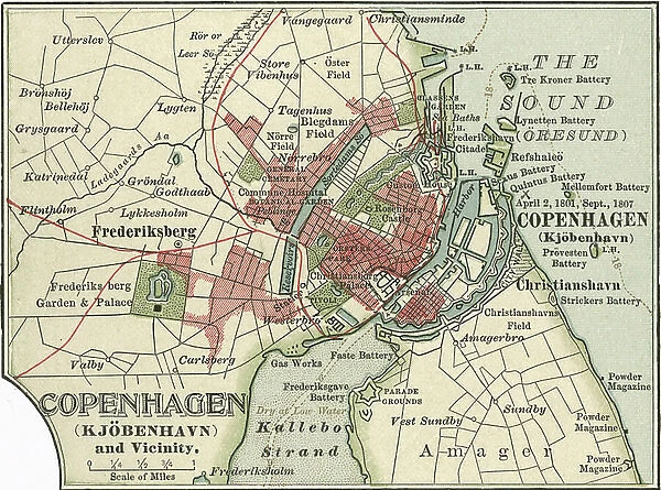Map of Copenhagen, c.1900 (engraving)