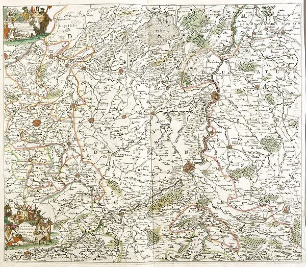 Map of the Diocese of Liege (Belgium) (etching, 1671)
