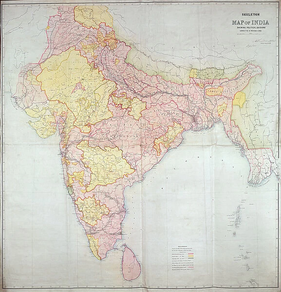 Map of India, 1865 (colour litho)