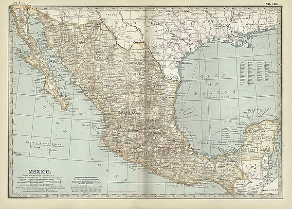 Map of Mexico, c.1900 (engraving)