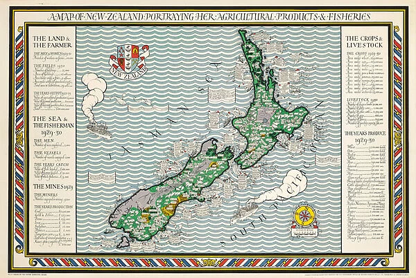 A Map of New Zealand, 1931 (colour litho)