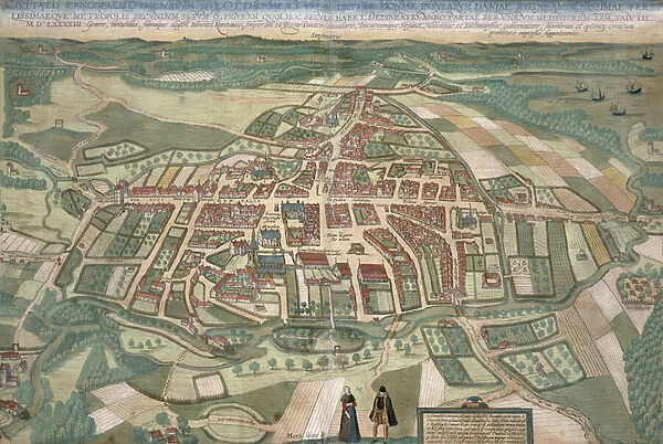 Map of Odense, from Civitates Orbis Terrarum by Georg Braun (1541-1622