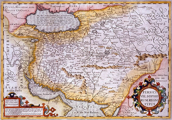Map of Persia, 1638 (hand-coloured engraving)