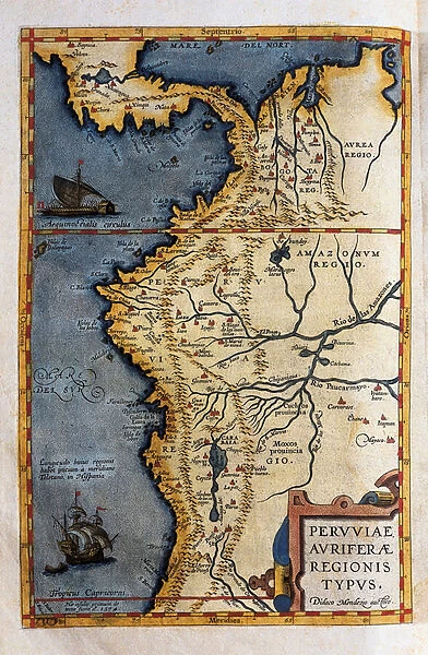 Map of Peru, from the records of Hernando de Sotos expedition in 1570, 1588