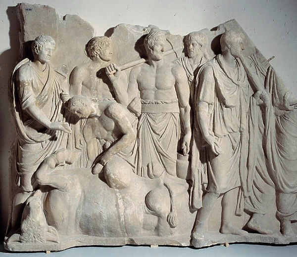 Marble relief from Forum Trajan: scene of haruspice (devin etrusque