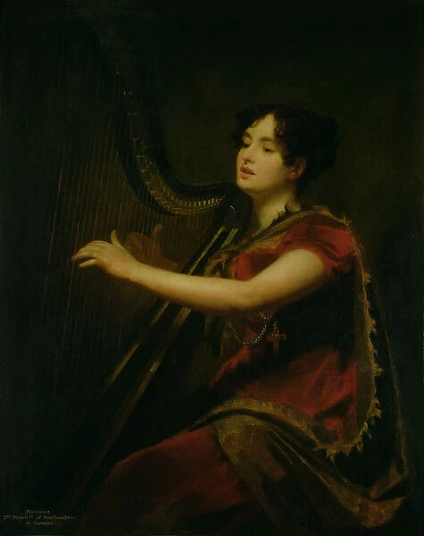 The Marchioness of Northampton, Playing a Harp, c. 1820