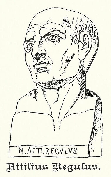 Marcus Atilius Regulus, Roman soldier and consul (engraving)