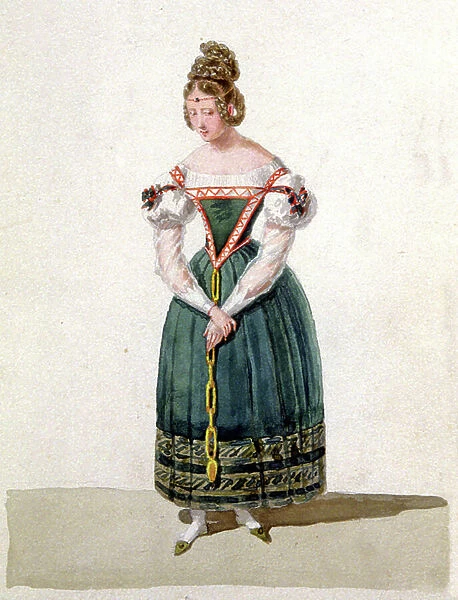 Marie Dorval as Marguerite in Faust, 1829 (engraving)
