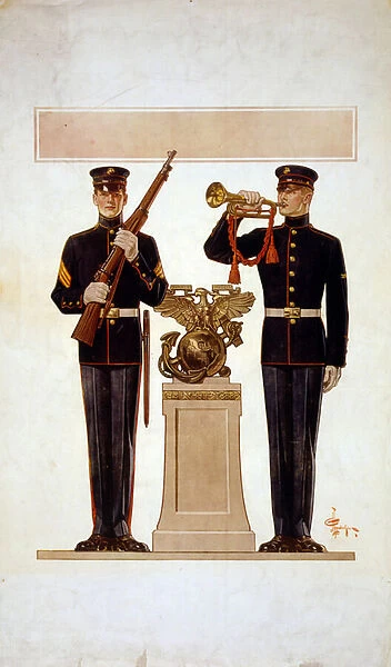 Two Marines in dress uniform