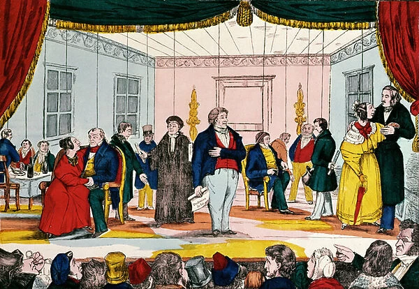 Marionettes, caricature of the Bourgeoisie, 1839 (colour litho)