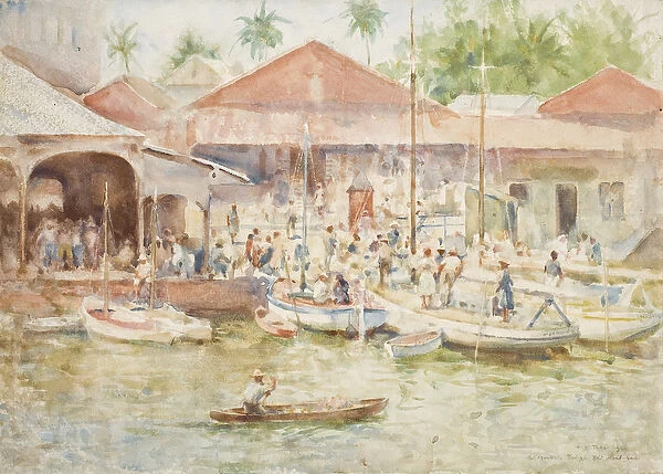 The Market, Belize, British Honduras, 1924 (w  /  c on paper)