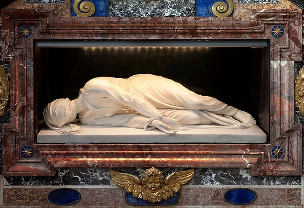 The Martyrdom of St. Cecile, baroque art, marble sculpture by Stefano Maderno (1576-1636), faithful reproduction of the position of the body finds martyrdom during the excavations during the restoration of the Church of St