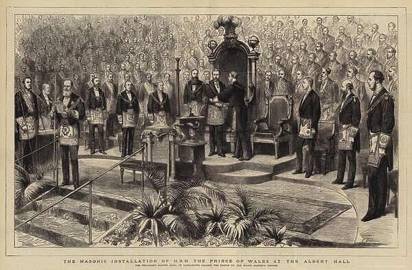 The Masonic Installation of HRH the Prince of Wales at the Albert Hall (engraving)