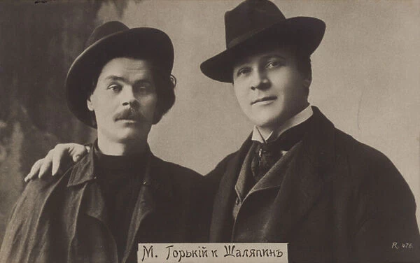 Maxim Gorky and Feodor Chaliapin (b  /  w photo)