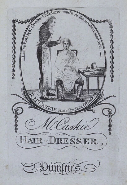 McCaskie hairdresser of Dumfries, advertisement (litho)
