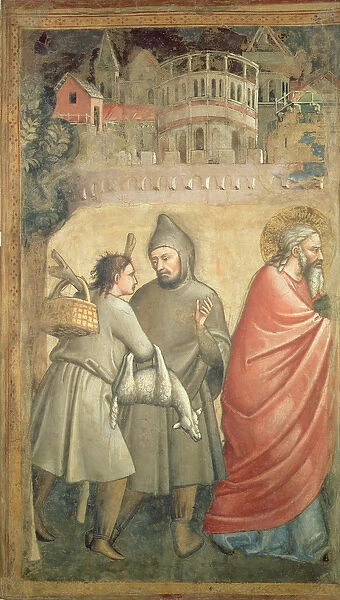 The Meeting at the Golden Gate, detail depicting two men conversing